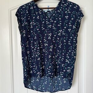 Draper James Blue and White Cap Sleeve Blouse